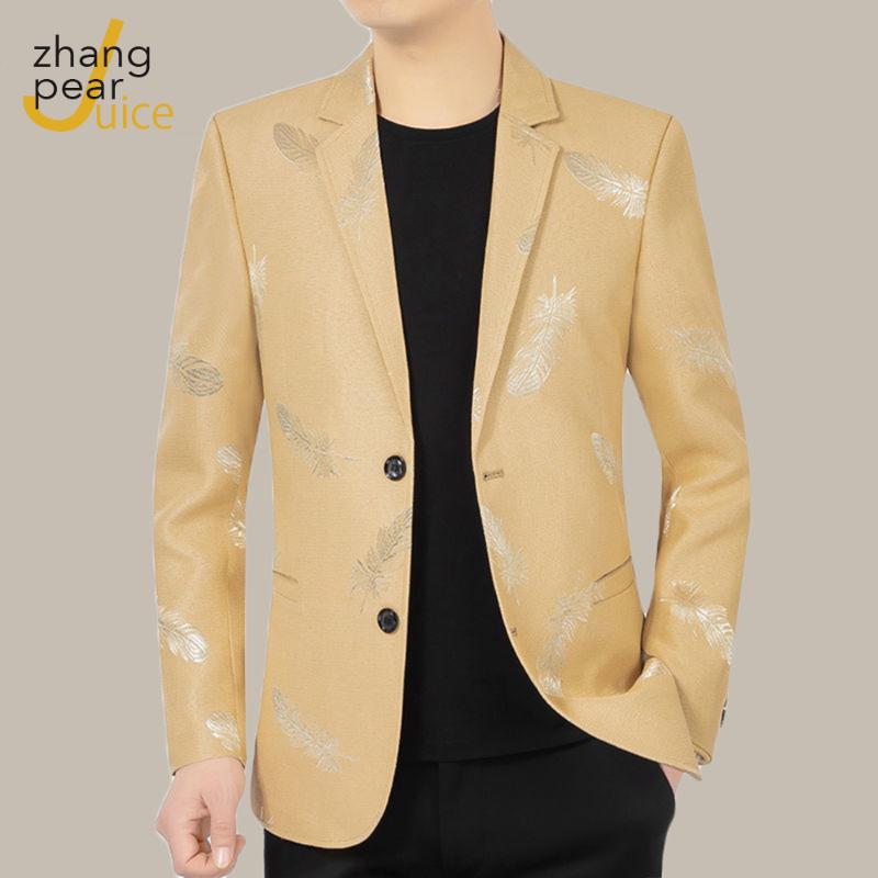 

Men's Suits & Blazers Men Casual Blazer Jacket Autumn Spring Korean Suit Vintage Fashion Coat Outerwear Tide Masculino Streetwear, Yellow