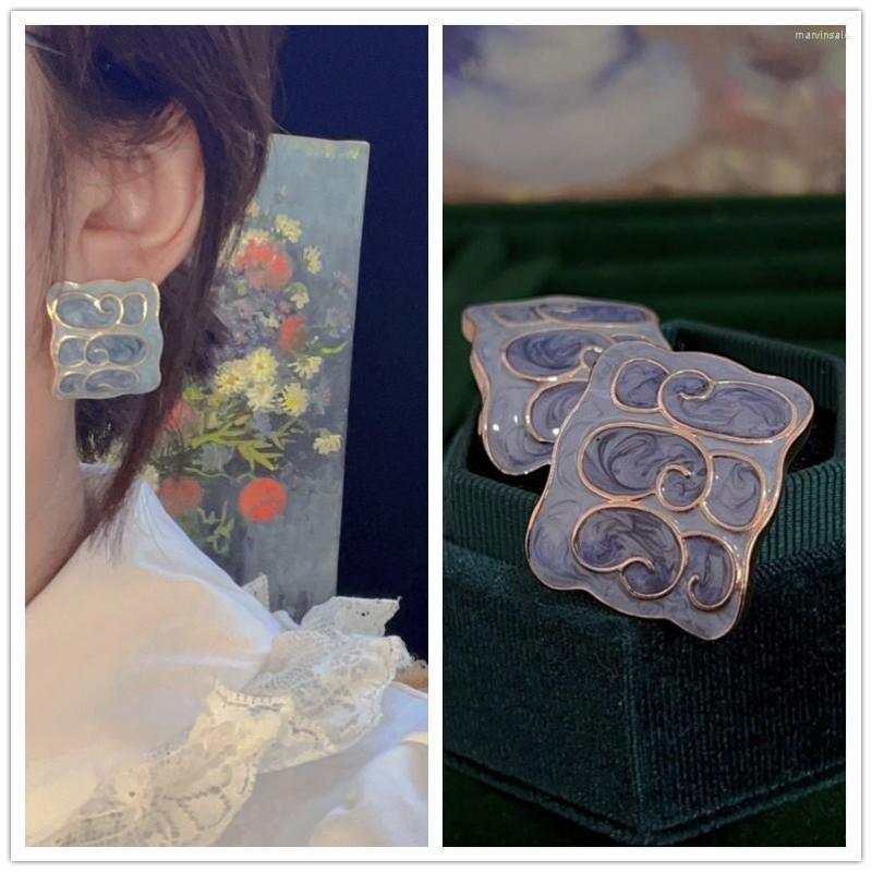

Stud Earrings Curly Geometric Enamel Glaze Sweet Fashion Pendientes For Women