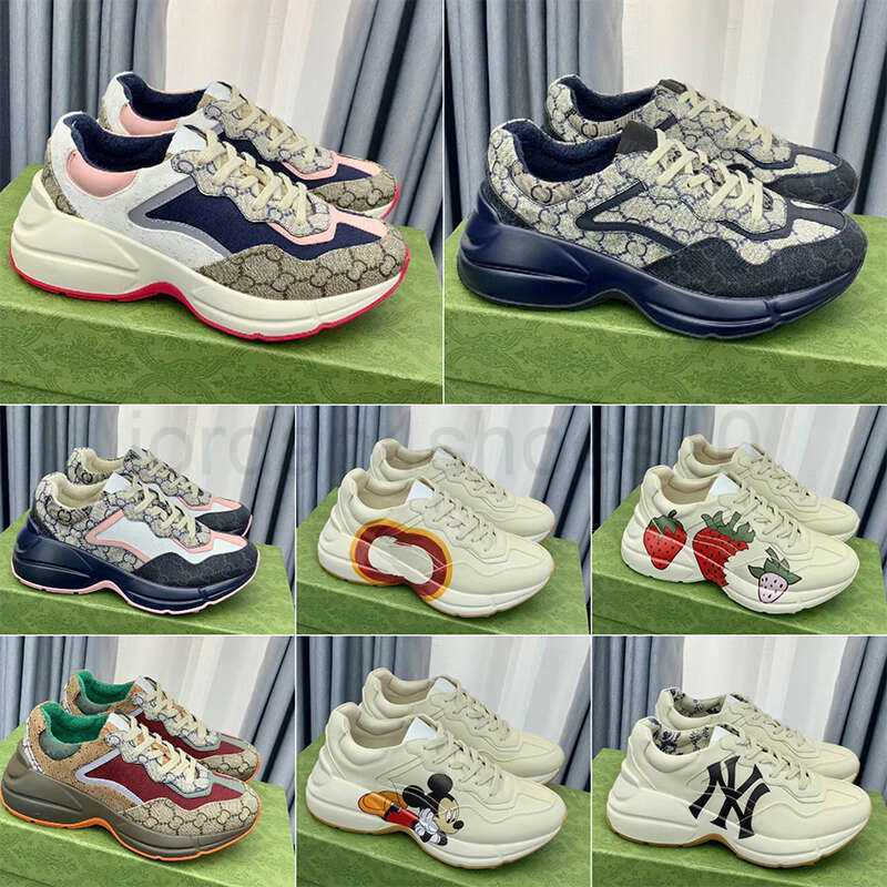 

Luxury Chaussures Ladies Shoe Rhyton Platform Sneakers Designer shoes Beige men women Trainers For womens Designers Vintage Sneaker with 5.0, 29