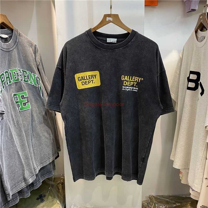 

Designer Fashion Clothing Tees Tshirt Galleryes Depts High Street Lettering Print Loose Wash Vintage Video Couple Short Sleeve Summer Tshirt Fashion Luxury Casual, Gray