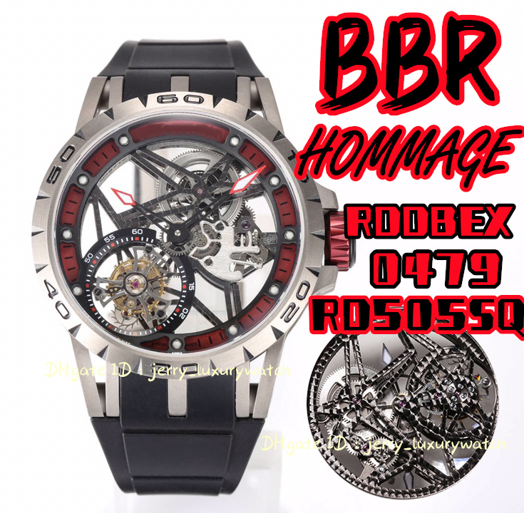 

BBR 0479 Titanium V4 Luxury men's watch hollow out Tourbillon, RD505SQ Mechanical Movement, Natural Rubber Strap,45mm four, Only box.no watch
