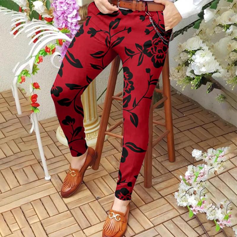 

Men's Pants Men Printed Slim Harem Business Work Casual Pockets Suit Buttom Trousers, D27
