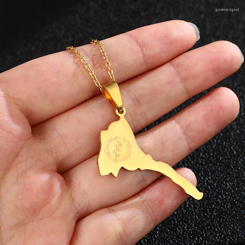 

Pendant Necklaces Eritrea Map & Flag And Thin For Women/Girl Silver Color/Gold Stainless Steel African Eritrean Party Jewelry