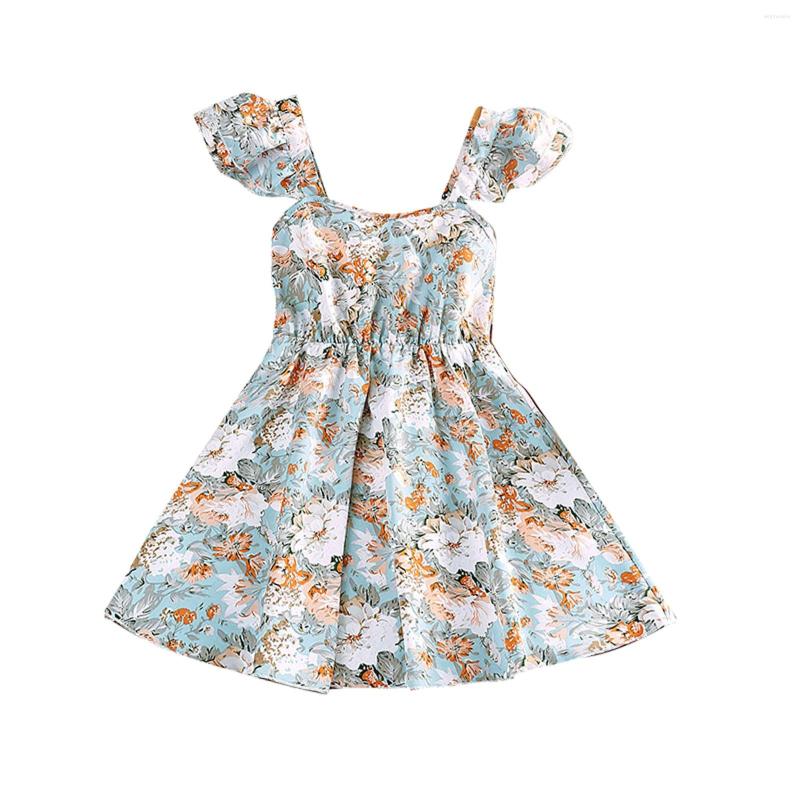 

Girl Dresses Toddler Baby Suspender Floral Casual Dress Flutter Sleeve Princess Girls Size 4 Clothes Corduroy Jumper, Blue