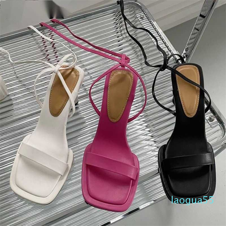 

Sandal 2023 Summer Brand Ankle Strap Women Thin High Heel Lace Up Dress Pumps Shoes Outdoor Gladiator s 230302, Red
