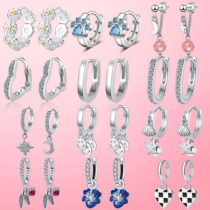 

Hoop Earrings & Huggie Silver Footprint Dolphin Geometry Earring For Women Female Fashion Jewelry Making GiftHoop