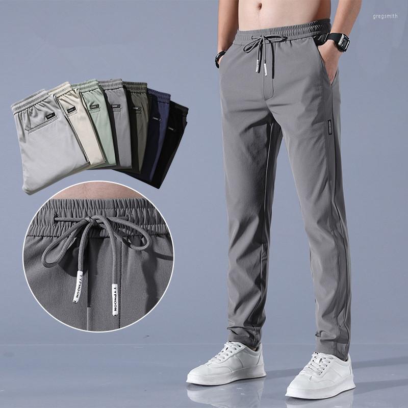 

Men's Pants Summer Men Pant Quick Dry Breathable Elasticity Comfortable Drawstring Thin Fashion Trousers, Blue
