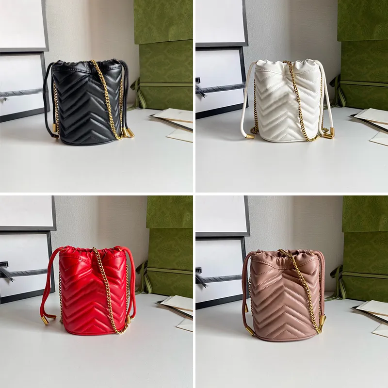 

Designer Mini Bucket Bag Womens Shoulder Bags Handbag Fashion Leather Handbags Removable Shoulders Strap Female Handbag Wholesale 4colours, Red