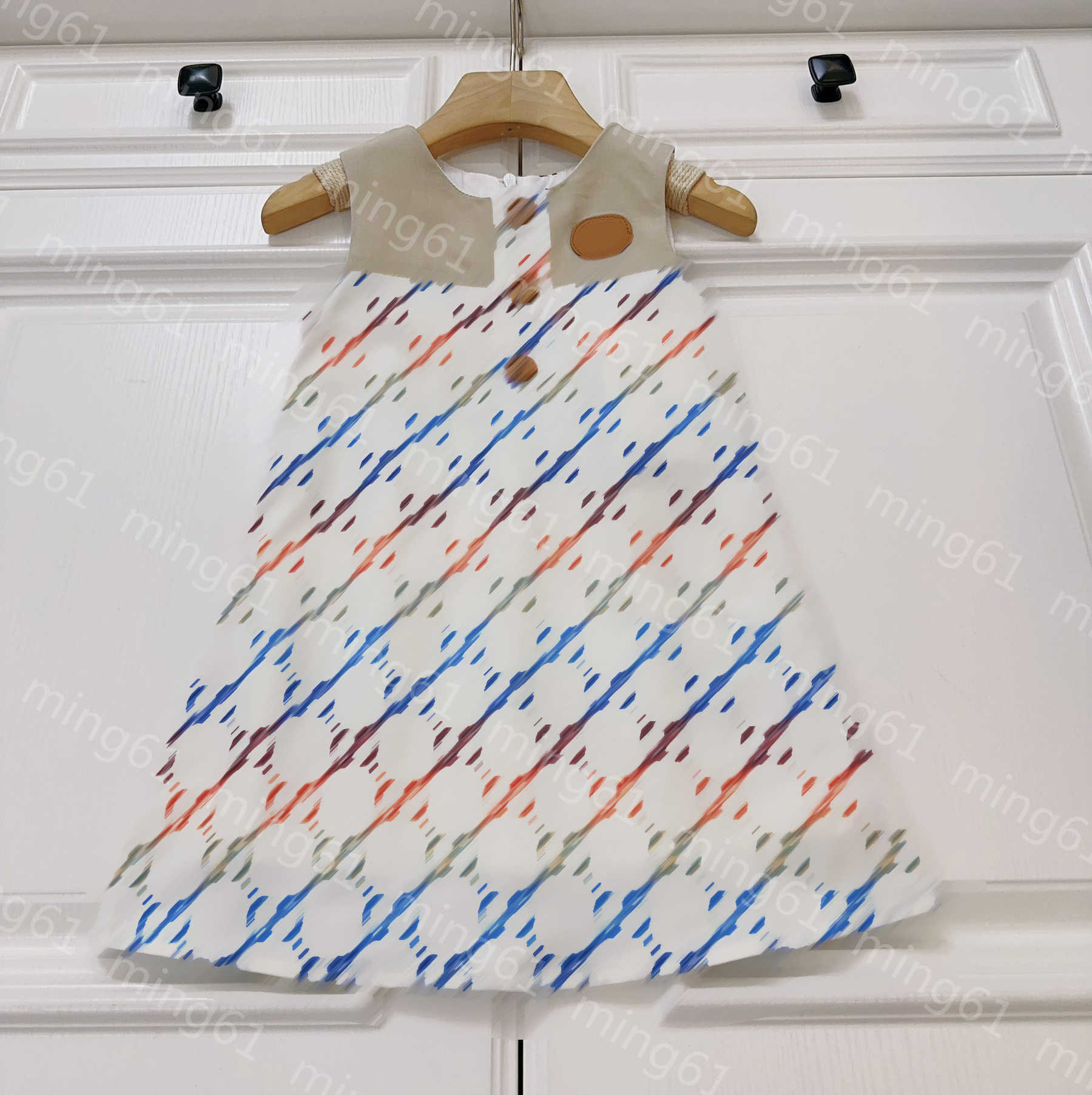 23ss dress Princess dresses summer dress kids designer clothes girls Dress Patchwork color log letter print sleeveless vest skirts High quality k-image-865290294