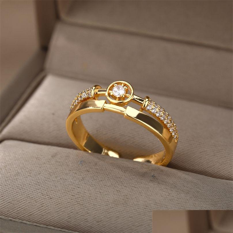 

Rings Fashion Star For Women Stainless Steel Gold Color Zircon Round Irregar Adjustable Ring Boho Jewelry Gift Bijoux Femme Dhv64