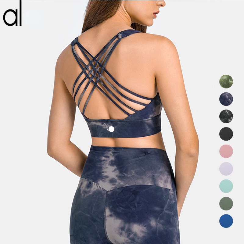 

Women's Tanks Camis Designer Brand Tank Top Alos yoga tank top women's thin shoulder belt back one-piece yoga bra shockproof gathered fitness sling with pad, Have logo