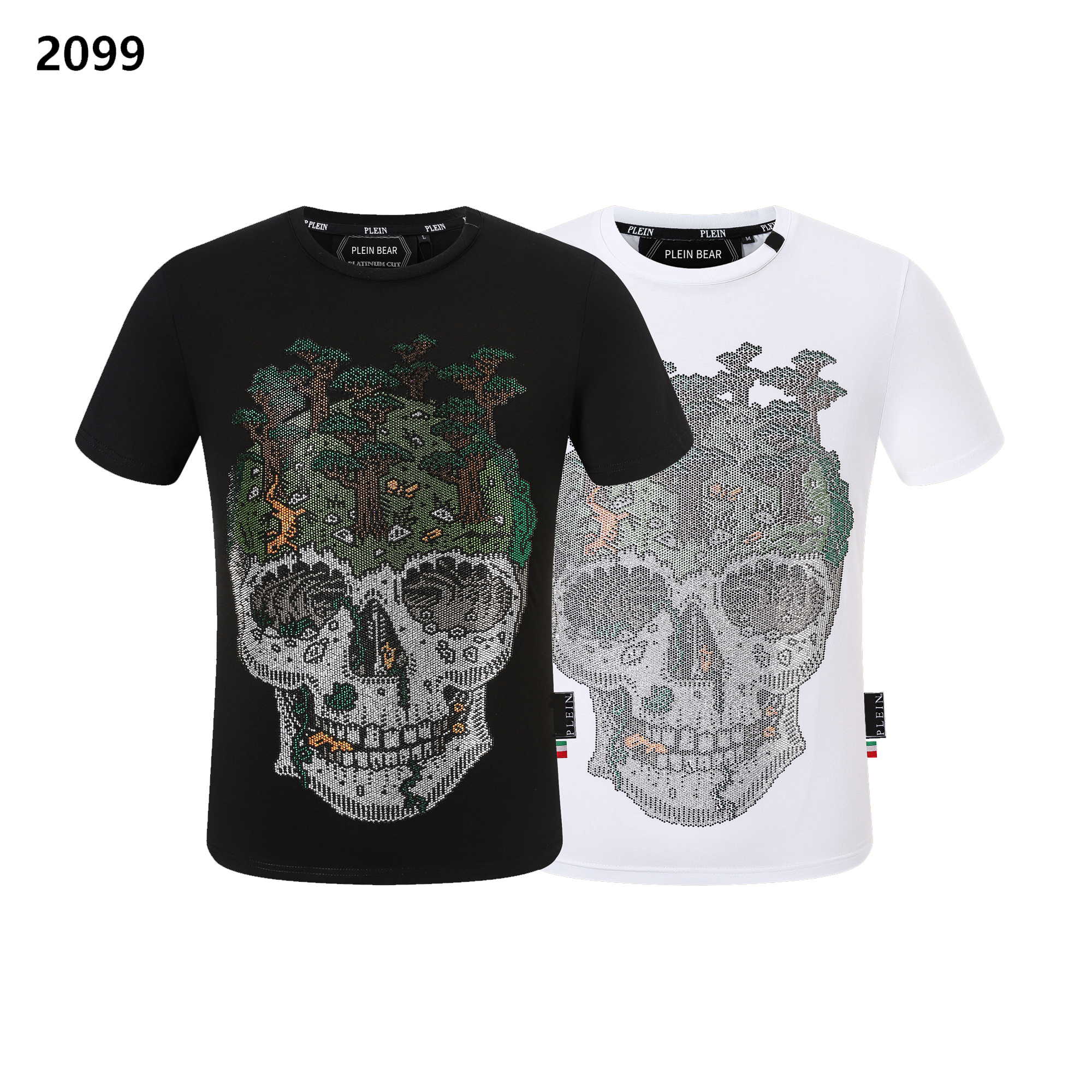 

PLEIN BEAR T SHIRT Mens Designer Tshirts Brand Clothing Rhinestone PP Skulls Men T-SHIRT ROUND NECK SS SKULL Hip Hop Tshirt Top Tees 161289, Black