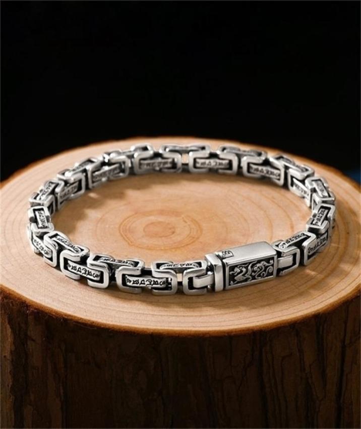 

Bangle The Dragon Pattern Mantra Silver Bracelets Men Trend Retro Hipster Hiphop Personality Bracelet Jewelry 2210122605400