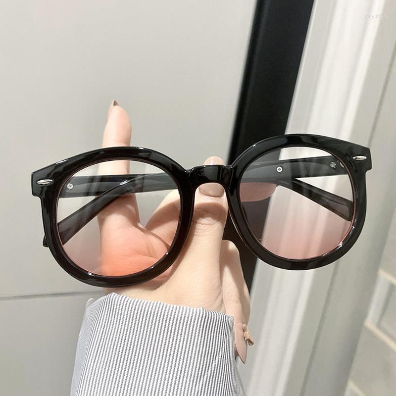 

Sunglasses Oversized Round Frame Myopia Glasses Black Short-sighted Eyeglasses Women Blush Lens Optical Spectacle Eyewear Diopter 0 To -4.0