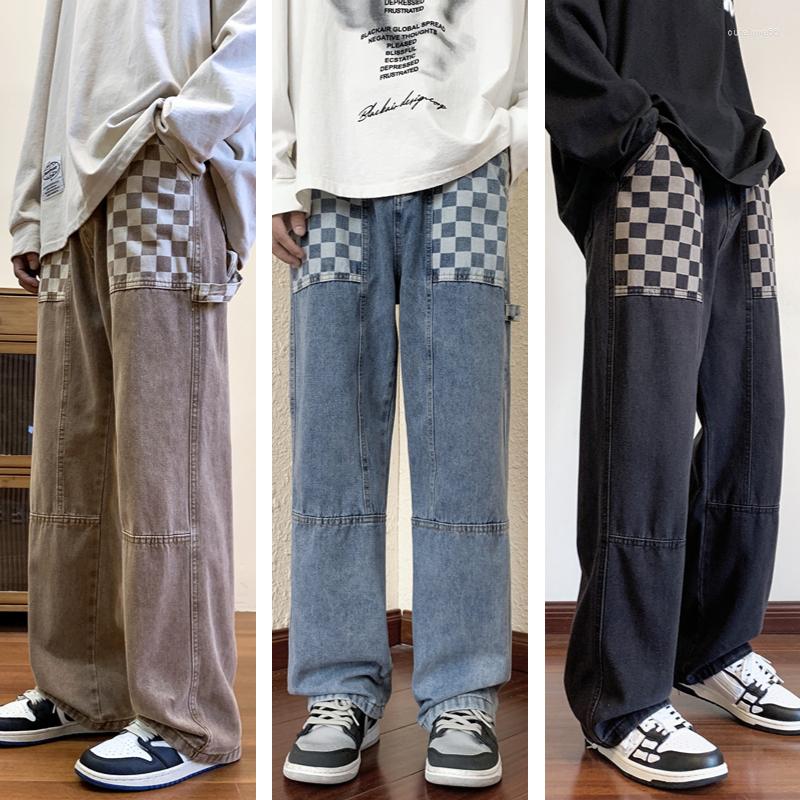 

Men' Jeans Quality Hip Hop Streetwear Men Baggy Pants Straight Trousers Oversize Casual Retro Y2K Broad Leg Denim Pant FourSeasons, Black