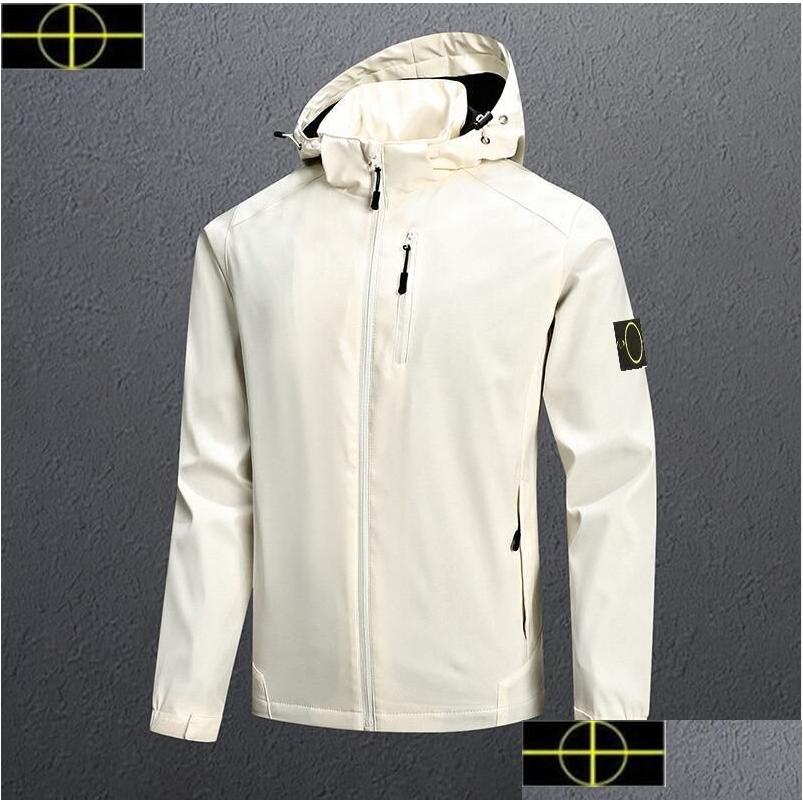 

Men'S Plus Size Outerwear Coats Coat Spring And Autumn Stone Mens Jacket Island 2023Stand Collar Hooded Solid Casual Windproof Out Dhlbv, Blue