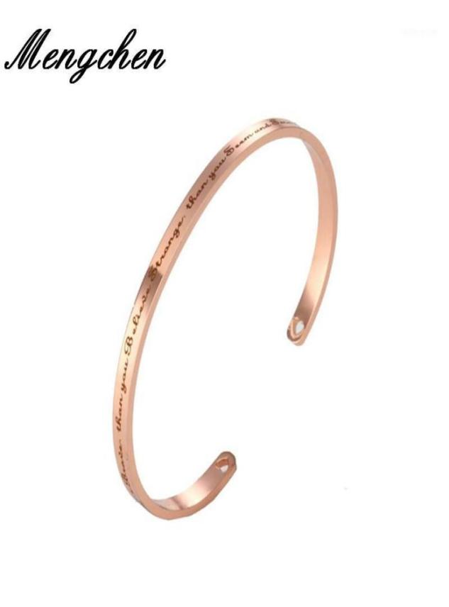 

Bangle 2PCs Stainless Steel Open Hand Imprint You Are Stronger Bracelet Engraved Words Jewelry19557715
