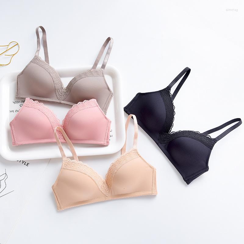 

Bras Lace Spliced French Underwear Without Underwire Comfort Thin Cup Bra Girl Office Trace