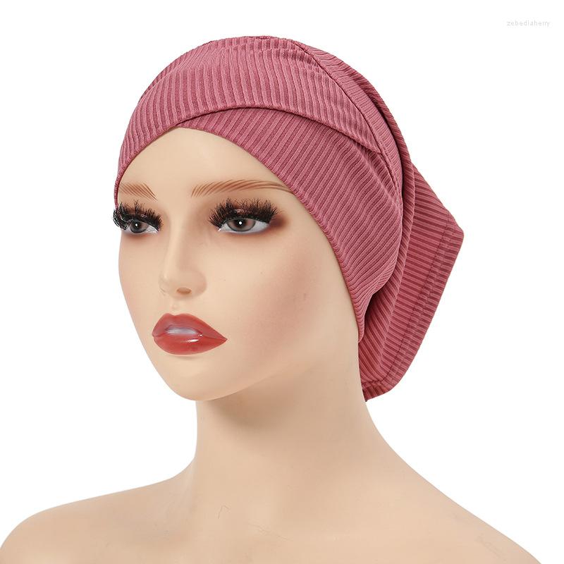 

Scarves Plain Stretchy Crisscross Ribbed Modal Jersey Inner Hijab Caps Muslim Underscarf Turban Bonnet Islamic Scarf Tube Women Headwrap