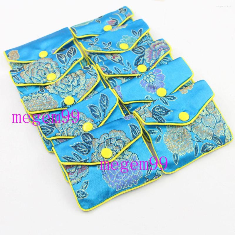 

Jewelry Pouches 10 Pcs Blue Color Silk Cloth Purse Bags Zipper Organize Pouch 3" X 2.5" Multi-Purpose