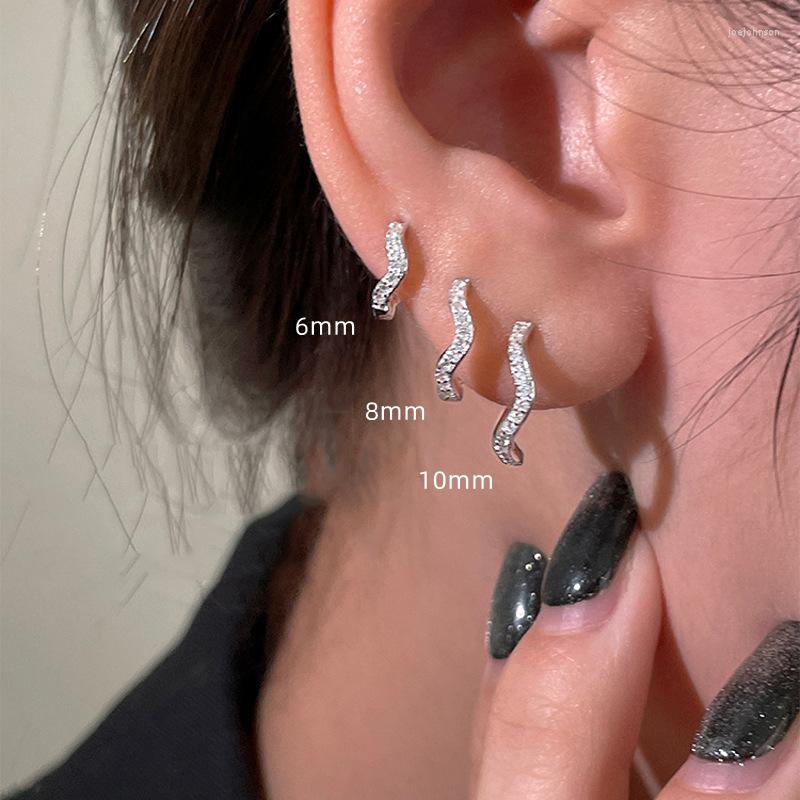 

Hoop Earrings Korean Silver Color Wave Ear Buckle 6/8/10mm Irregular Geometric For Women Fashion Party Jewelry Accessories