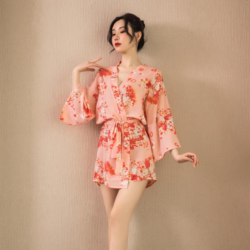 

Ethnic Clothing Exotic Costumes Japanese Printing Kimono Casual Home Bathrobes Sexy Lingerie Robes Nightwear Role-playing Uniform Outfit
