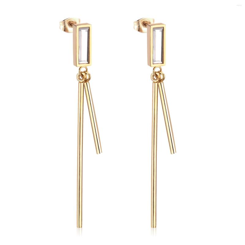 

Dangle Earrings LUXUKISSKIDS Long Drop Earring For Women Square Gold Color Stainless Steel Christmas Dnagle Fashion Jewelry Pendientes