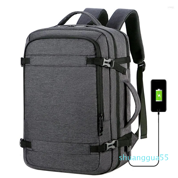 

Backpack USB Charging Men Backbacks Travel Daypacks Male Leisure Mochila 15.6 Inch Laptop 3 Color Shoulder Bag Bags, Dark grey