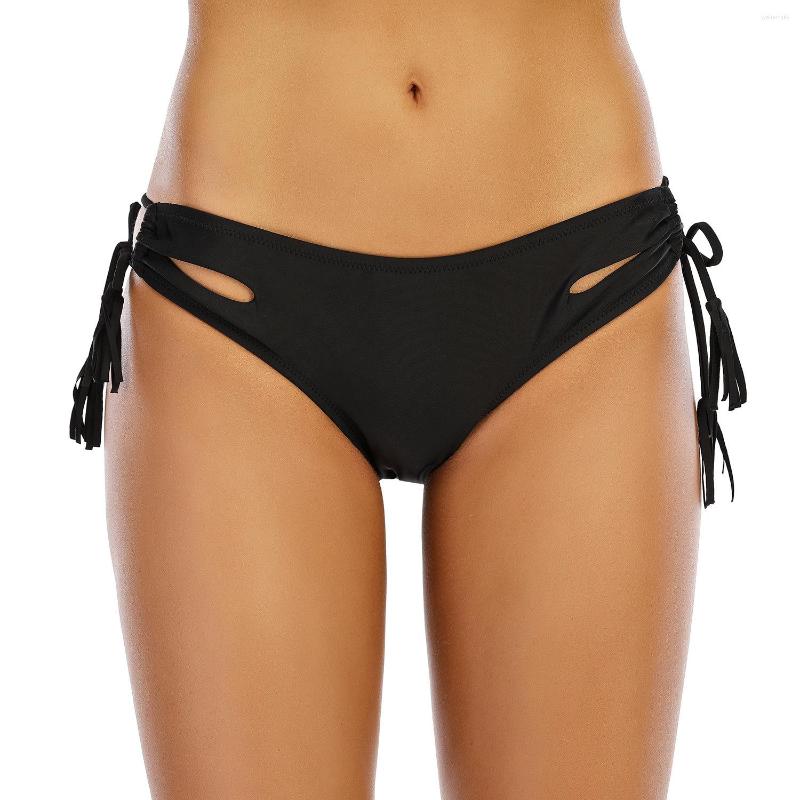 

Women' Swimwear Women Vintage Low Waist Brazilian Bikini Bottom Briefs Beachwear T-back Side Tie Swim Panties, Black