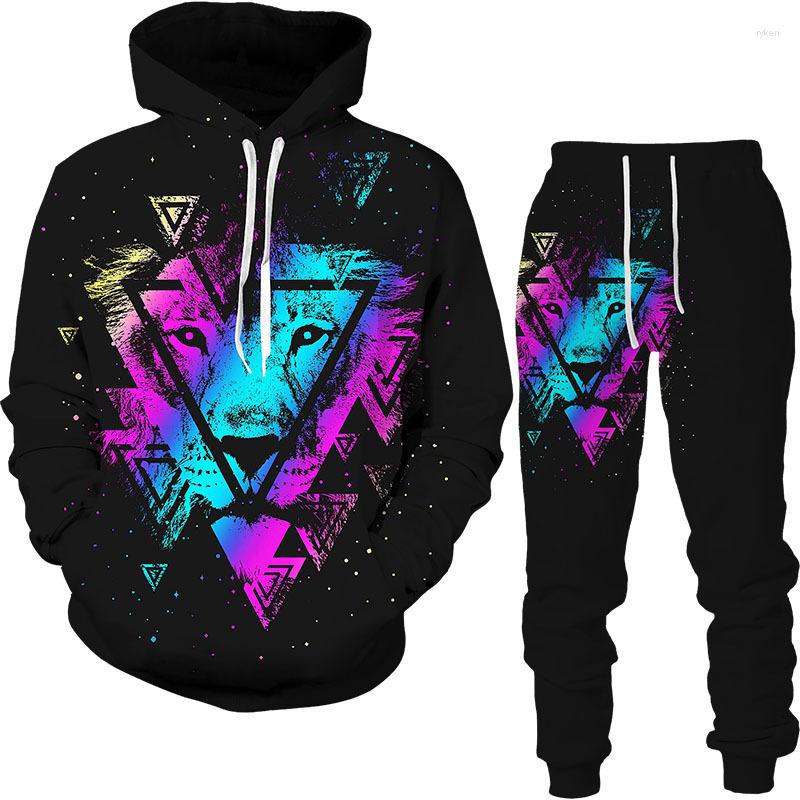 

Men's Tracksuits Spring Men's Long-sleeved Hoodie Set Animal 3D Digital Print Fashion Wear Match Casual Loose Two-piece, 06-z