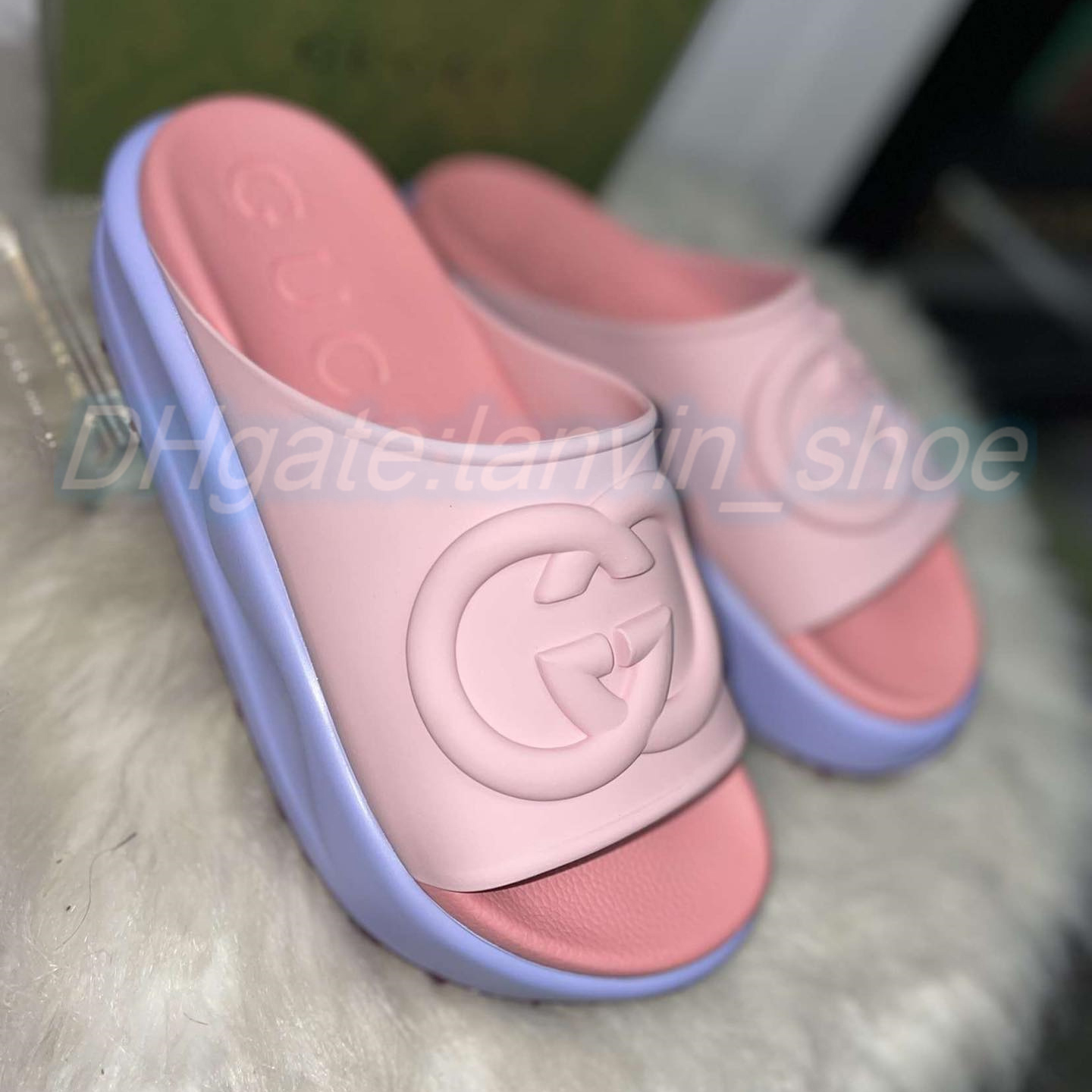

slipper designer woman flatform double G canvas slide man Interlocking luxury sandal flat Embroidered shoe Ladies Casual shoes, #26