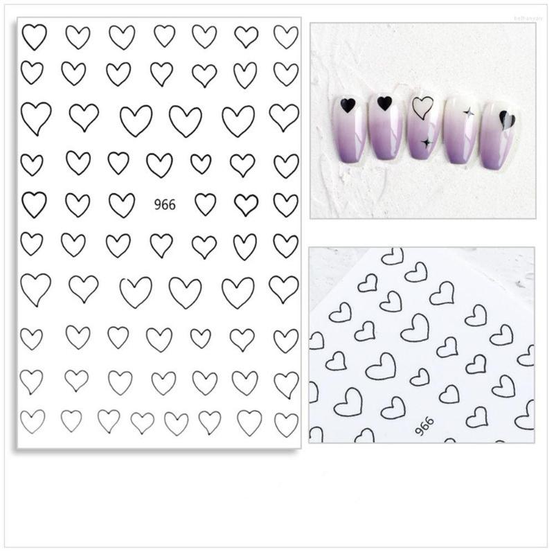

Nail Stickers 6 Styles Gold Silver Black Art Self-adhesive Sticker Heart Shaped Mixed Pattern Decals DIY Tips Manicure Decorations, Silver-2