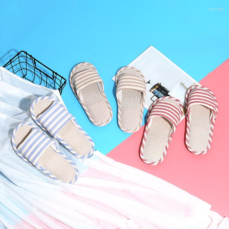 

Slippers Cotton Linen Women Summer Home Quiet Indoor Couples Soft Bottom Floor Four Seasons Universal, Black
