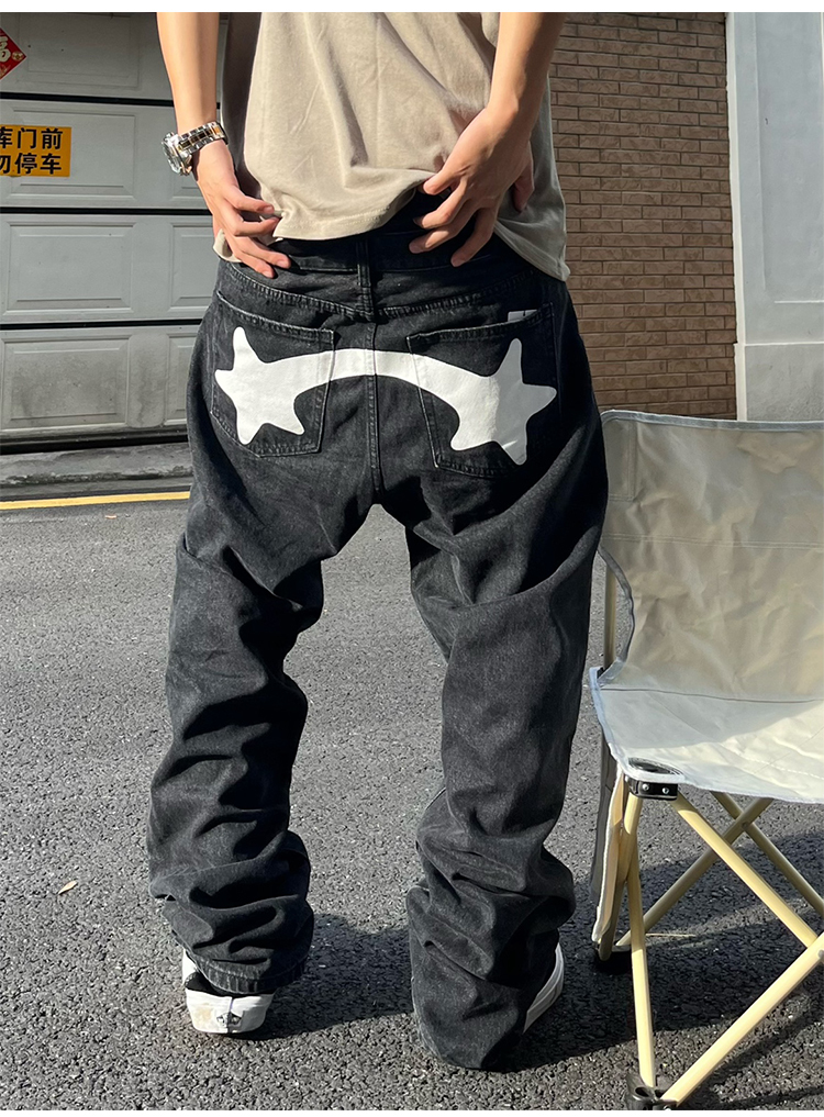 

Women's Pants s Retro Blue Washed Cargo Y2k Vintage Five Pointed Star Straight Women Jeans High Waist Buttoned Soild Color Trousers 230512, 11