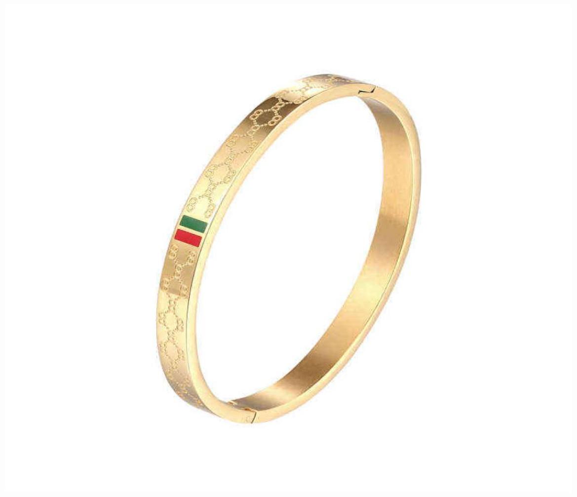 

Trendy Bangle for Women Red and Green Charm Stainless Steel Gold Plating Jewelry Lover Luxury Wedding Female4093027