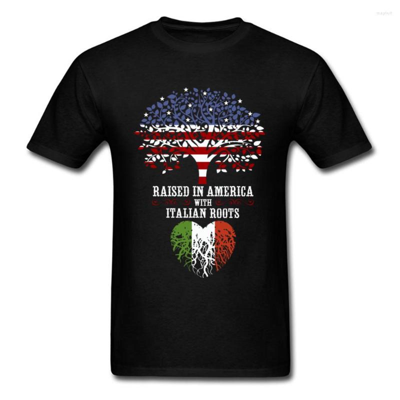 

Men's T Shirts Brand Company Custom Men T-shirt Vintage Art Tree Raised In America With Italian Roots Painting Chic Tops Tees, Notprint