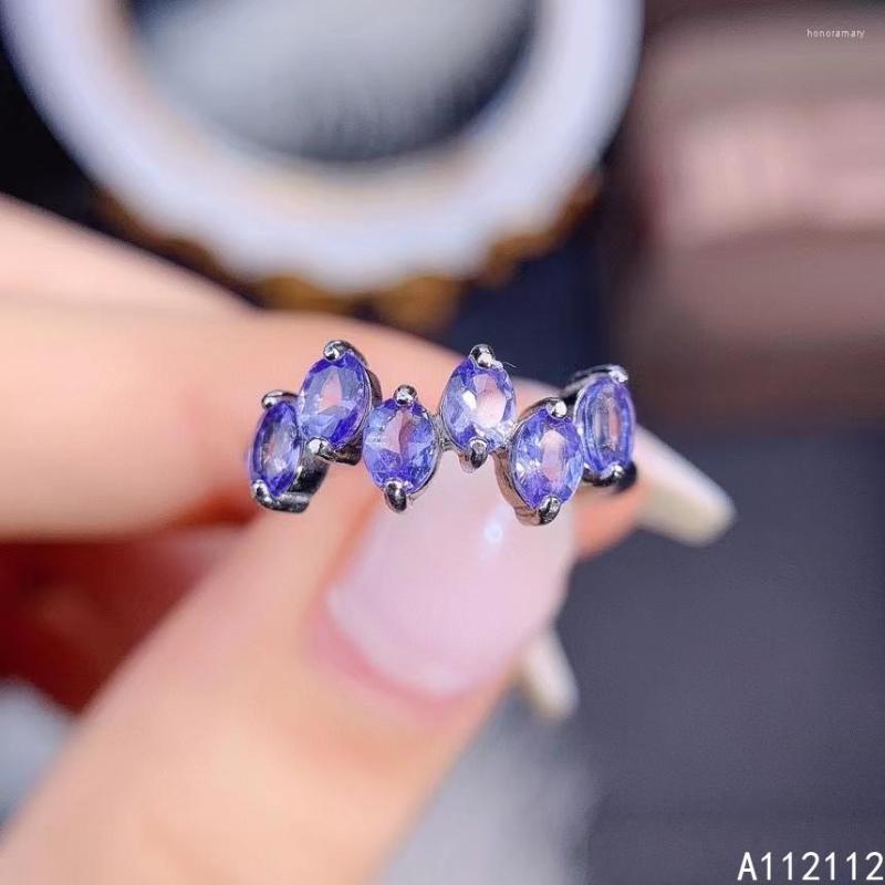 

Cluster Rings Fine Jewelry 925 Sterling Silver Inset With Natural Gemstone Luxury Oval Ladies Tanzanite OL Style Row Ring Support Dete