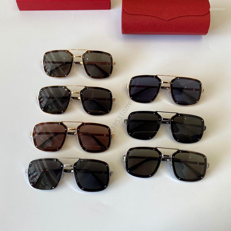

Sunglasses 2023 Double Beam Rivet Women Vintage Square Frame Sun Glases Men Pilot Eyewear UV400 Shades CT0194S