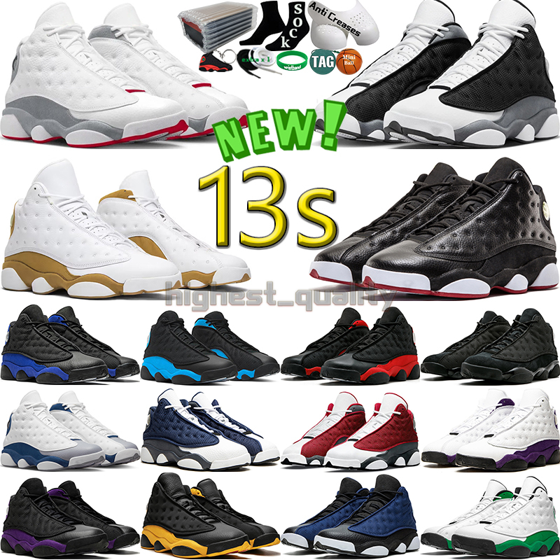 

13s Men Basketball Shoes for Women 13 Red Black Flint Wheat Wolf Grey Playoffs Court Purple French University Blue Bred Grey Toe Mens Womens Trainers Sports Sneakers, Color-39