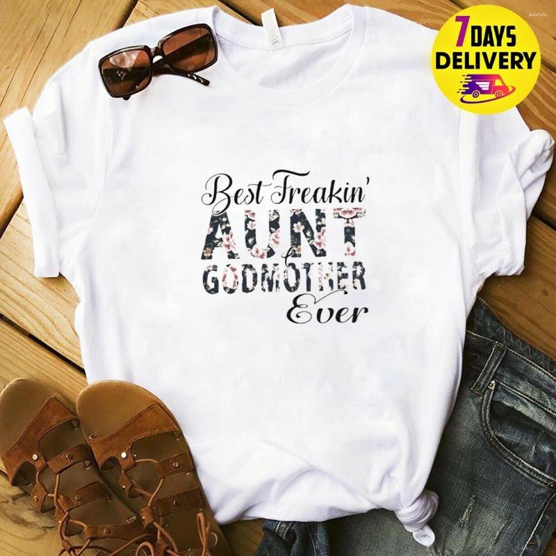 

Men' T Shirts Freakin' Aunt Godmother Ever Floral Ladies Shirt White Size -3Xl 011759, Notprint