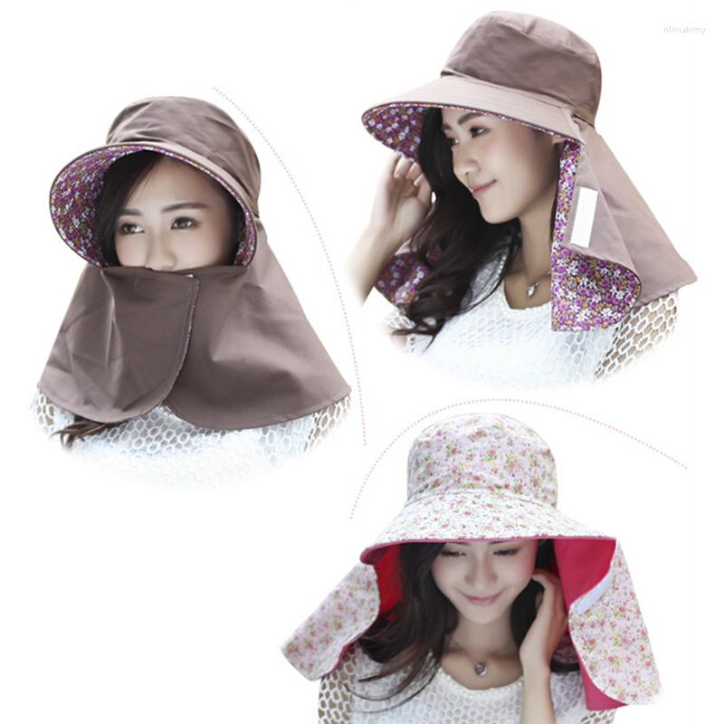 

Wide Brim Hats 1PC Summer Lady Women Hat Outdoor UV Protection Face Foldable Sun, Red