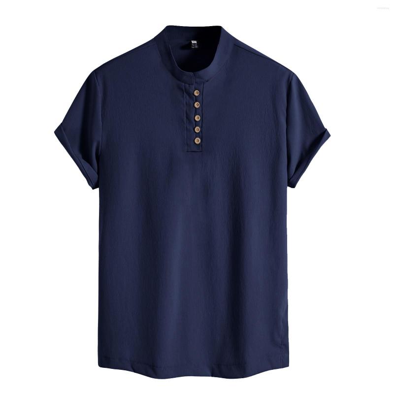 

Men's Casual Shirts Men'S Fashion Spring And Summer Short Sleeved Stand Up Collar Printed Shirt Breathable Tops Vintage Beach, Beige