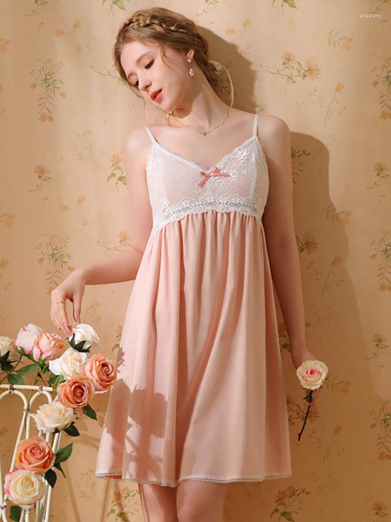 

Women's Sleepwear Women Night Dress Cotton Spaghetti Strap Sexy Vintage Princess Nightgowns Victorian Sweet Lace Fairy Pajamas With Pads, Green