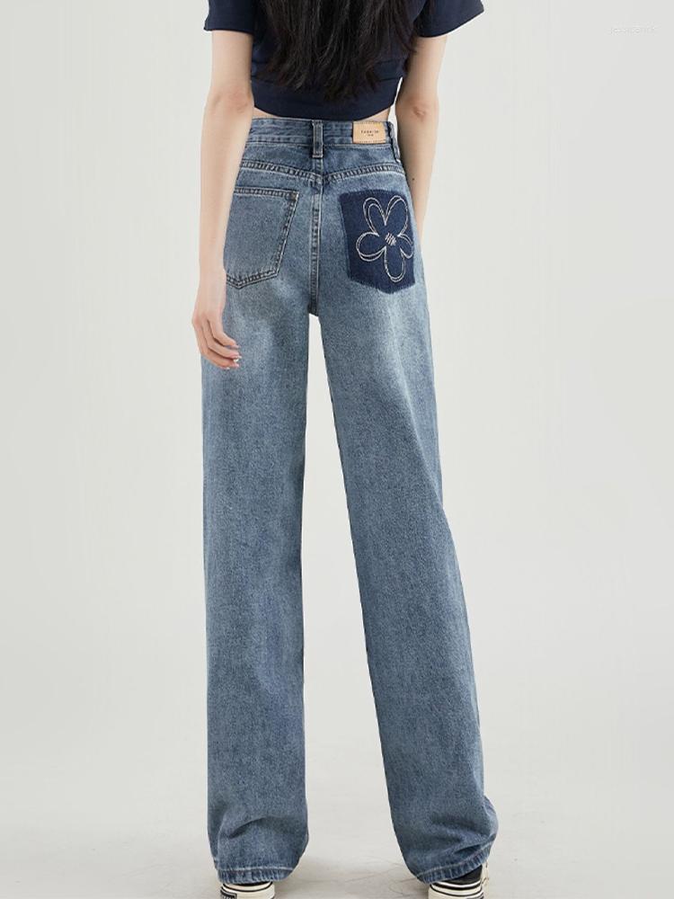 

Women's Jeans Pants For Women Harajuku Vintage Street Wash Baggy Clothing Wide Leg High Waist Denim, Blue