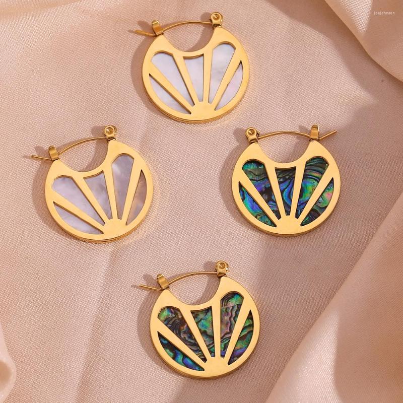 

Hoop Earrings Latest Style Ladies Scalloped Shell Shape Design High-grade 18K Gold Plated Stainless Steel