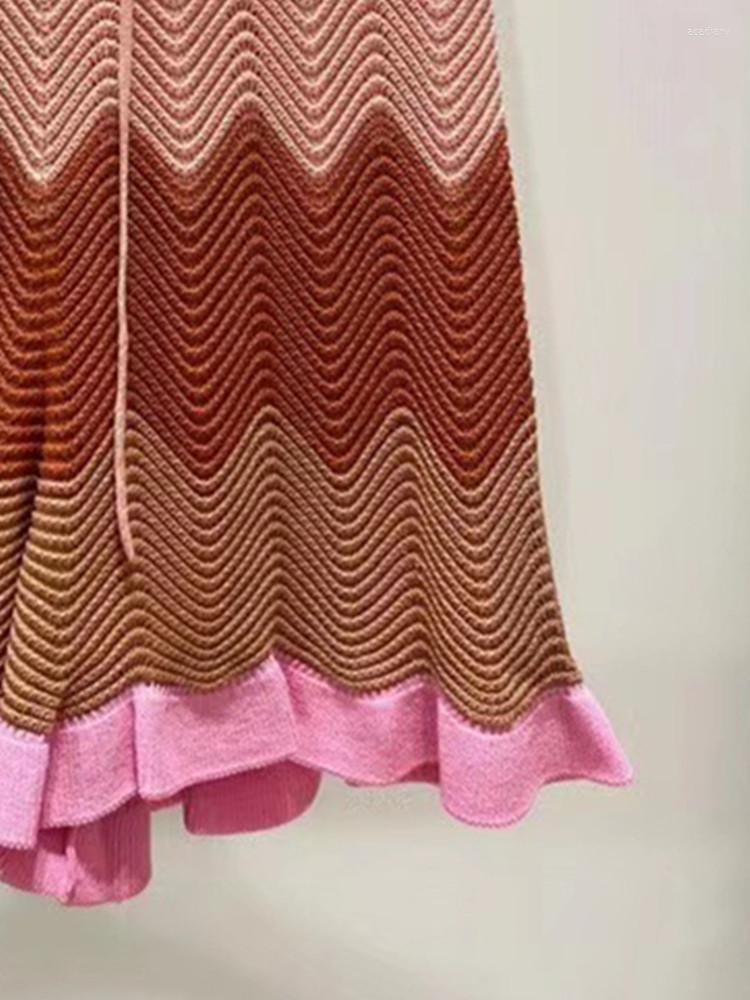 

Women' Shorts Ruffles Trim Knitted For Women 2023 Spring Summer Wave Stripes Drawstring Elastic Waist Ladies Casual Short Pants