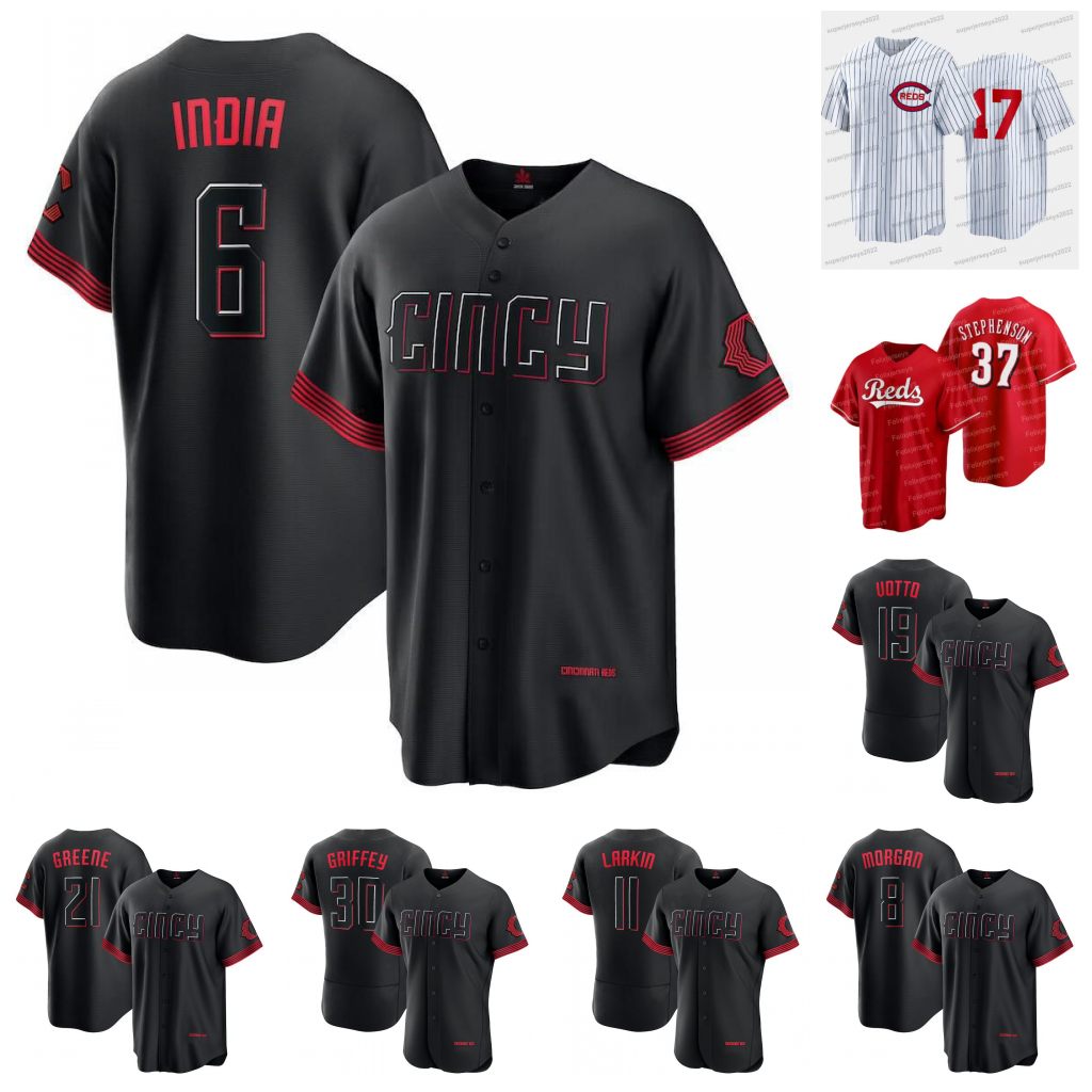 

6 Jonathan India TJ Friedl Reds 2023 City Connect Jersey Spencer Steer Joey Votto Tyler Stephenson Joe Morgan Jake Fraley Wil Myers Nick Senzel Jose Barrero, Home jersey youth s-xl