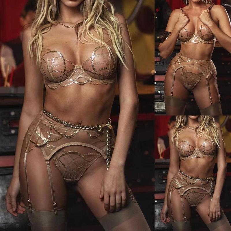 

Garters Women's Fun Underwear Lace Steel Ring Gathering Embroidery Garter Belt Lingerie For Women Womens Bodysuit, Gold