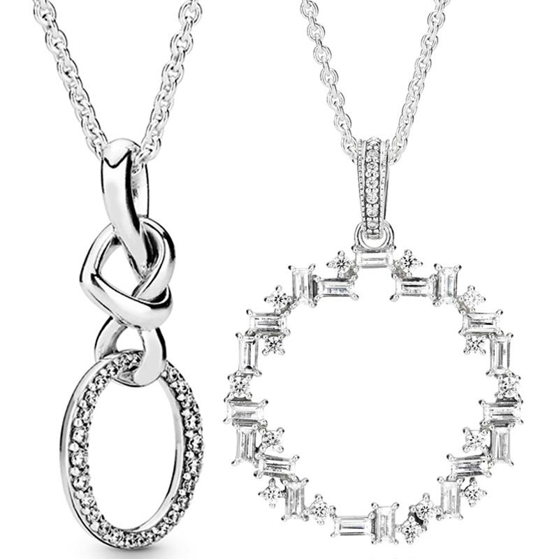 

Pendants Real Knotted Heart Shards Of Sparkle With Crystal Pendant 925 Sterling Silver Necklace For Fashion Bead Charm DIY Jewelry