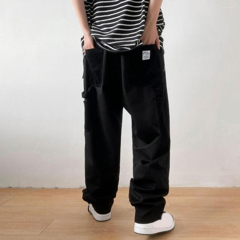 

Men's Pants Lace-up Straight Cargo Men Temperament Streetwear, Black